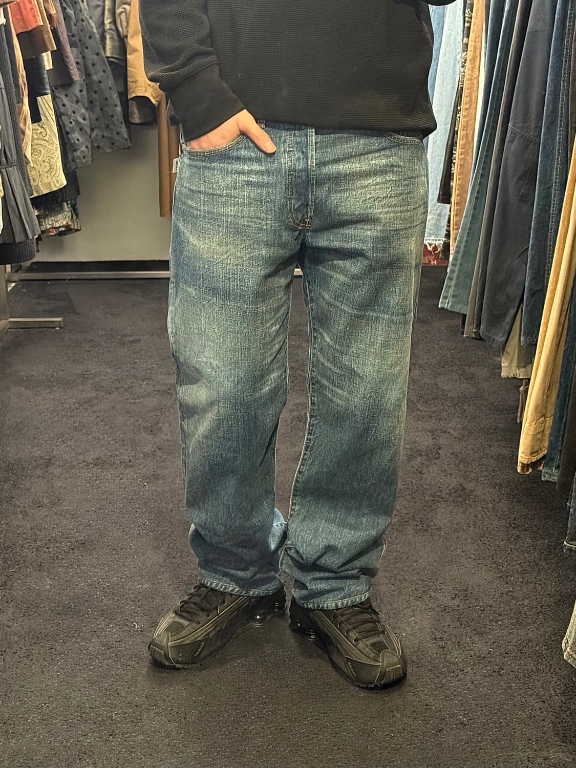 리바이스 501 중청 팬츠 바지 32 데님 워싱 워크 일자핏 스트레이트핏 상품이미지1