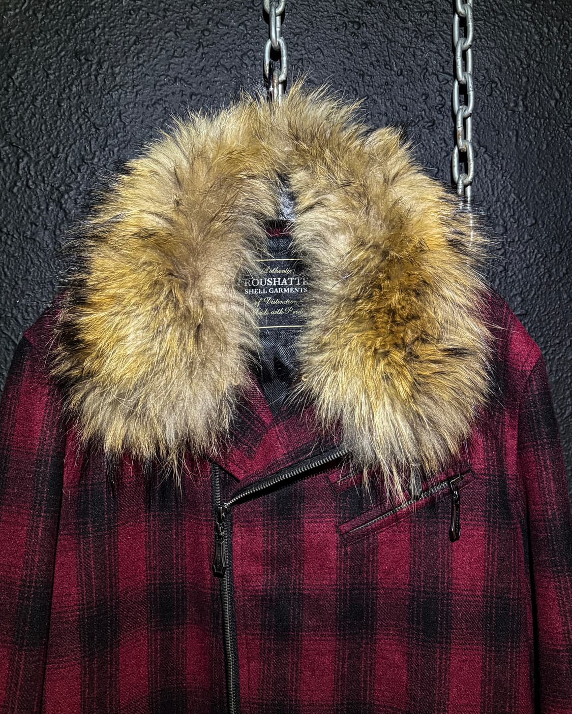 ROUSHATTE – Fur Collar Red Check Riders  상품이미지2