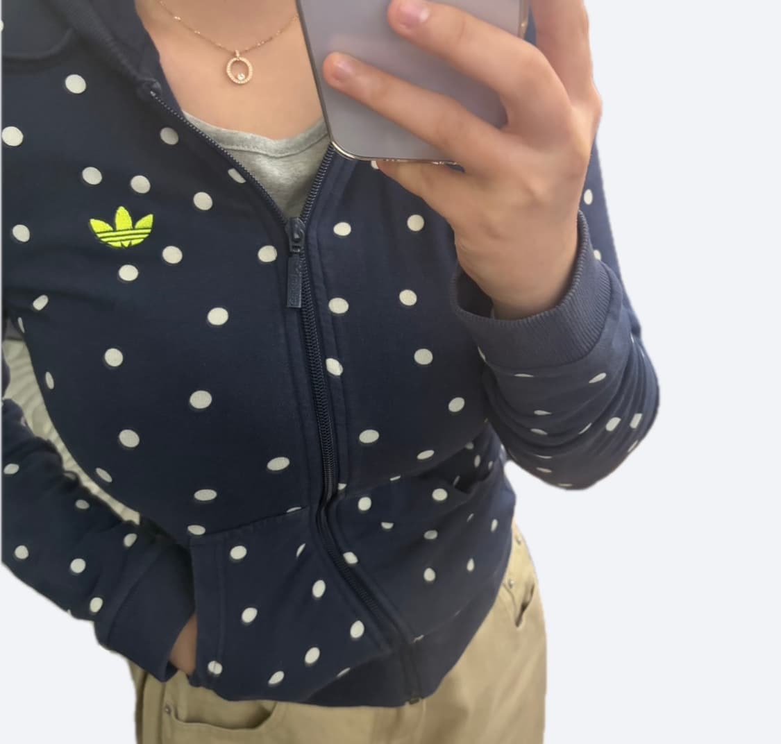 ✨아디다스 도트 딱붙핏 파이어버드 네이비 후드집업✨ 상품이미지2