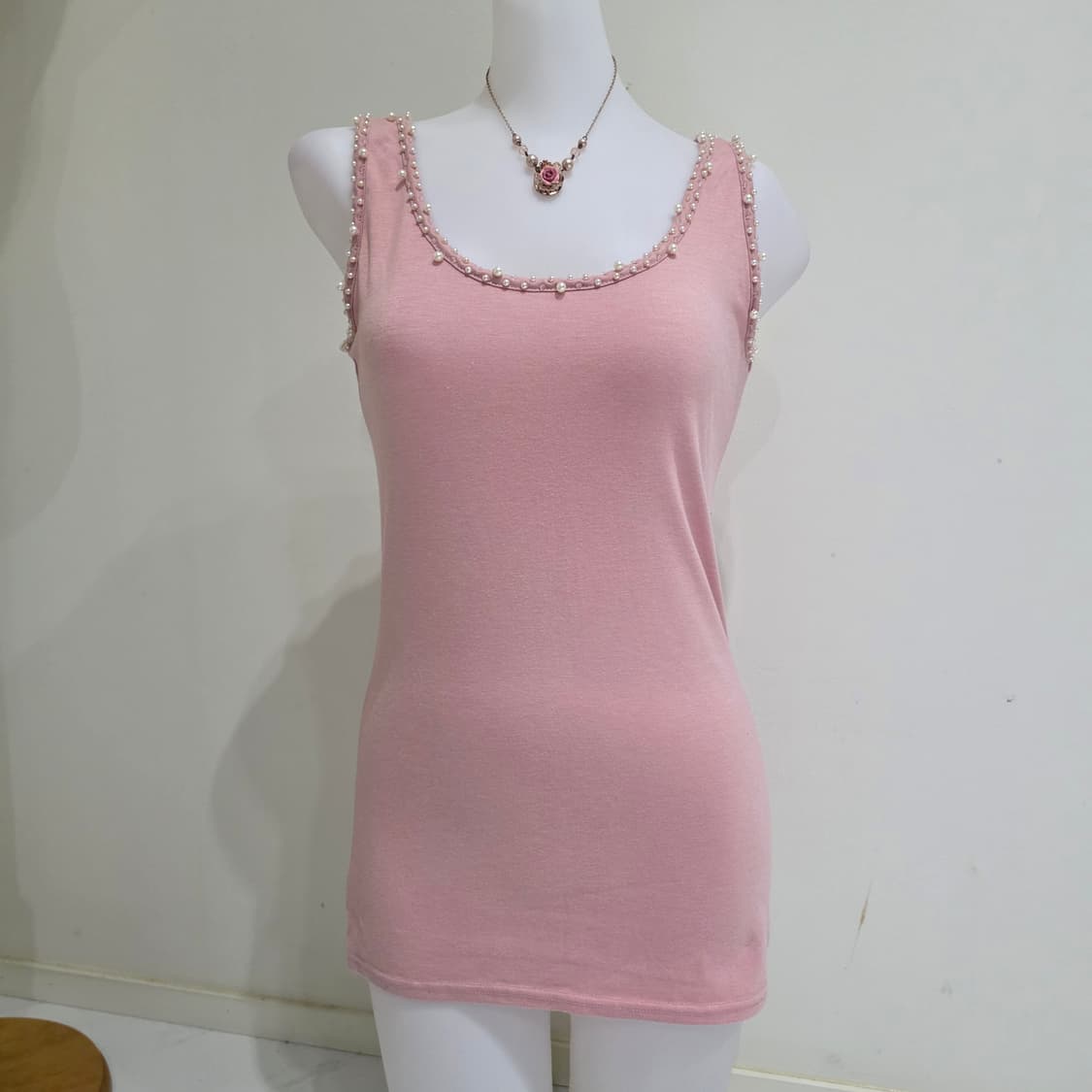 일본빈티지)핑크 딸기우유 진주비즈 히메갸루 로맨틱 슬리브리스 상품이미지2