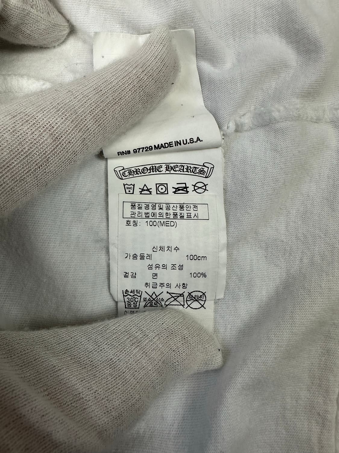 [M] 백화점판 정품 크롬하츠 퍽유로고 반팔 화이트 상품이미지8