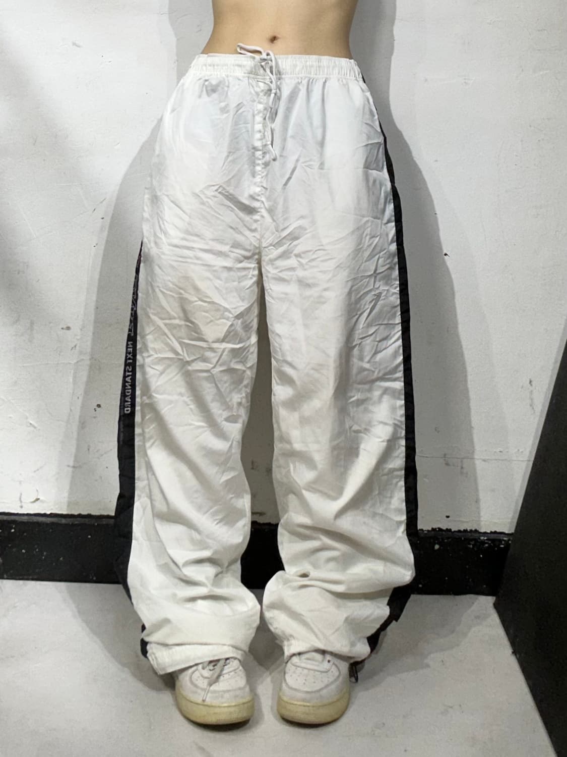 90s 빈티지 purky 와이드 트랙 팬츠 화이트 사이드 라인 팬츠  상품이미지2