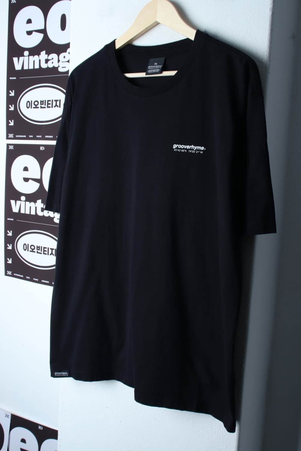 (XL-2XL) 그루브라임 반팔 티셔츠 레터링 블랙 올드스쿨-H32814 상품이미지1