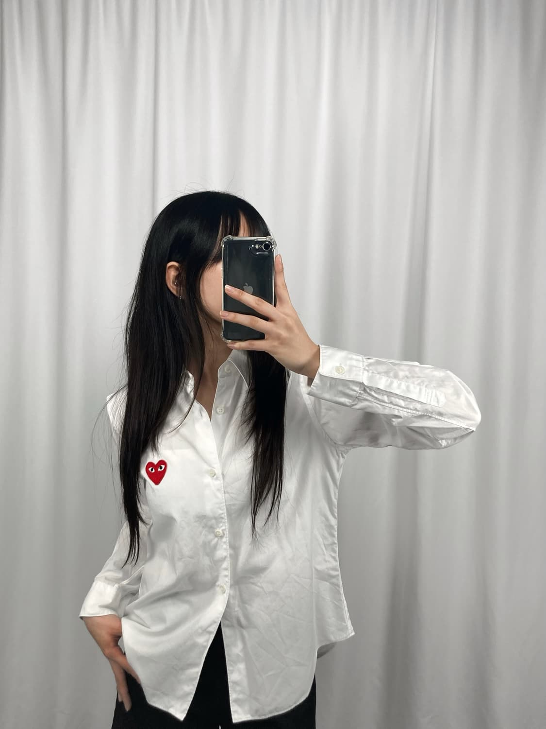 꼼데가르송 레드하트 와펜 화이트 셔츠 상품이미지1