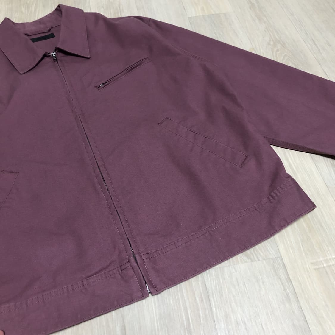 (L) 유니클로 UNIQLO 캔버스 워크 집업 블루종 퍼플 상품이미지3