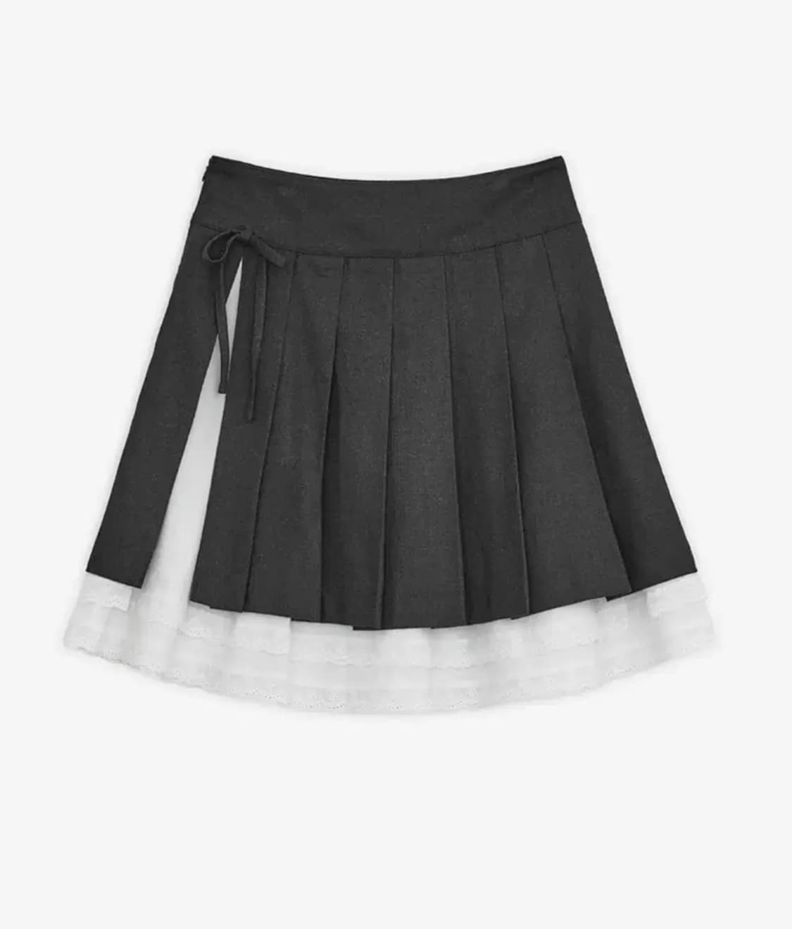 허그유어스킨 슬릿 플리츠 미디 스커트 차콜 상품이미지1