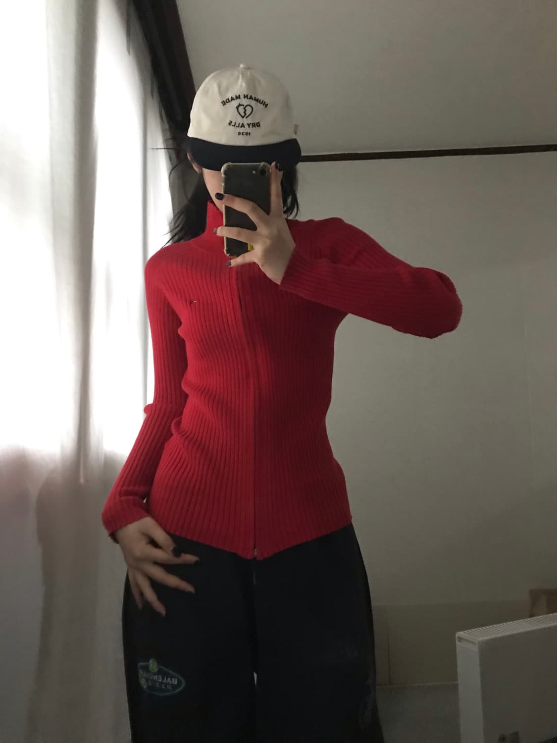 타미힐피거 레드 딱붙핏 니트집업 상품이미지4