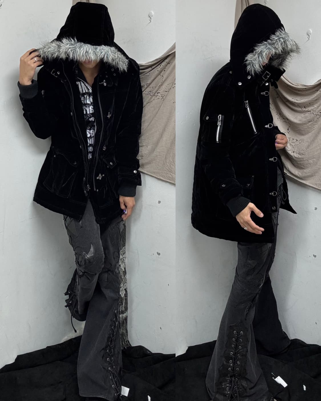 [OVERACHIEVER]00’s White Fur Black Velve 상품이미지1