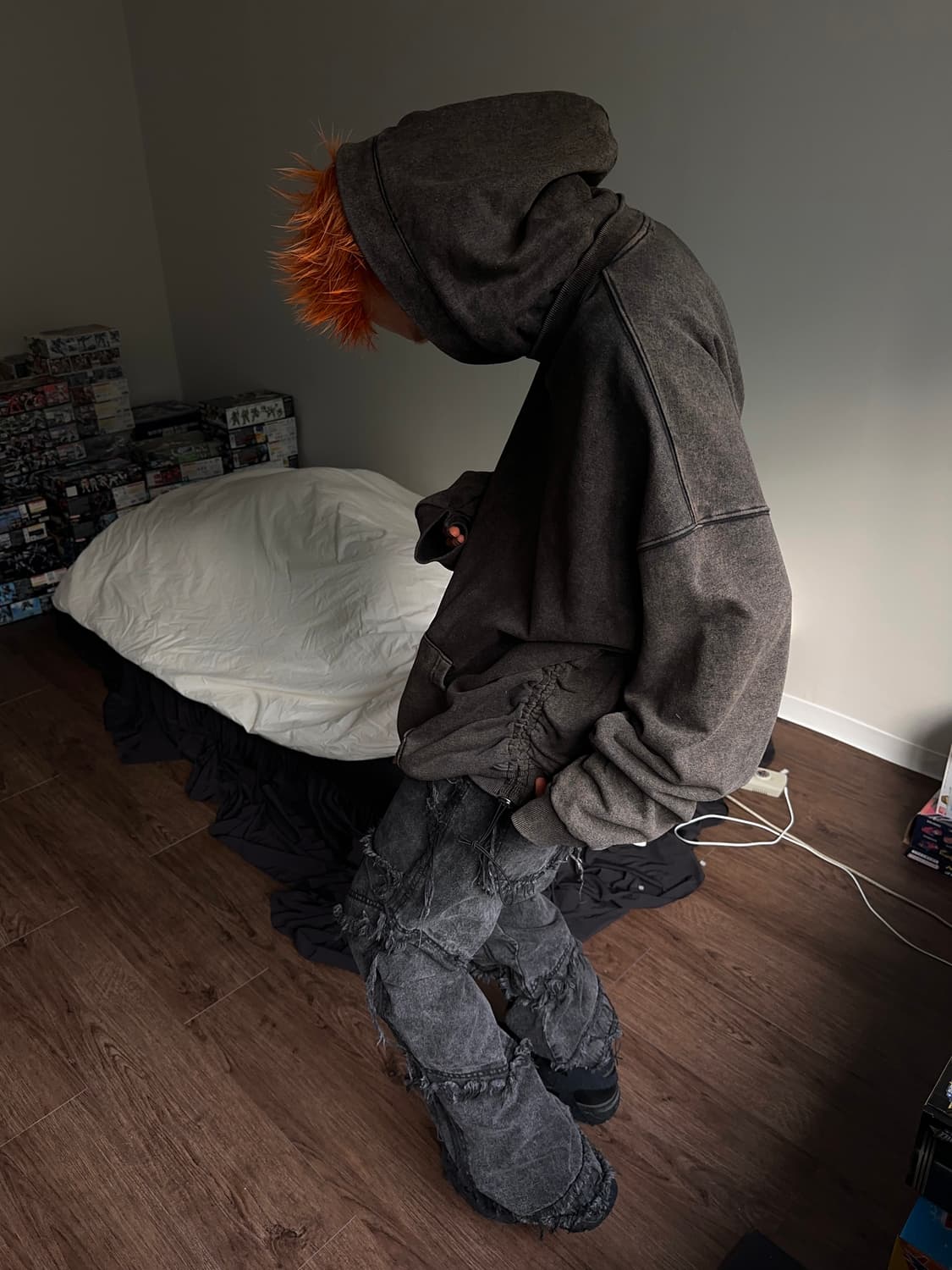 Gateless 더블 셔링 피그먼트 워시드 후드 상품이미지3