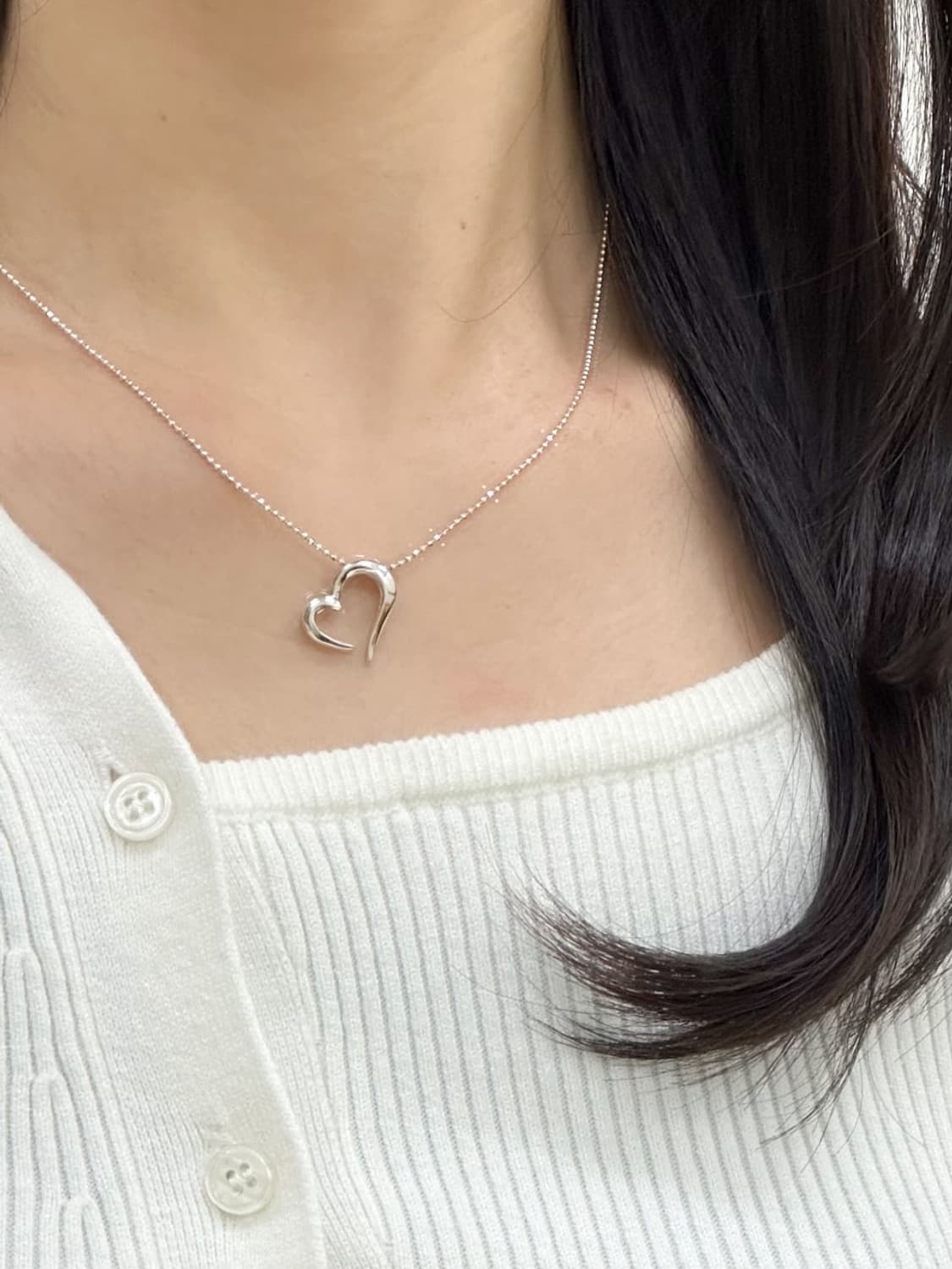 courreges / 꾸레쥬 실버925 하트 펜던트 목걸이 2종 세트 상품이미지7