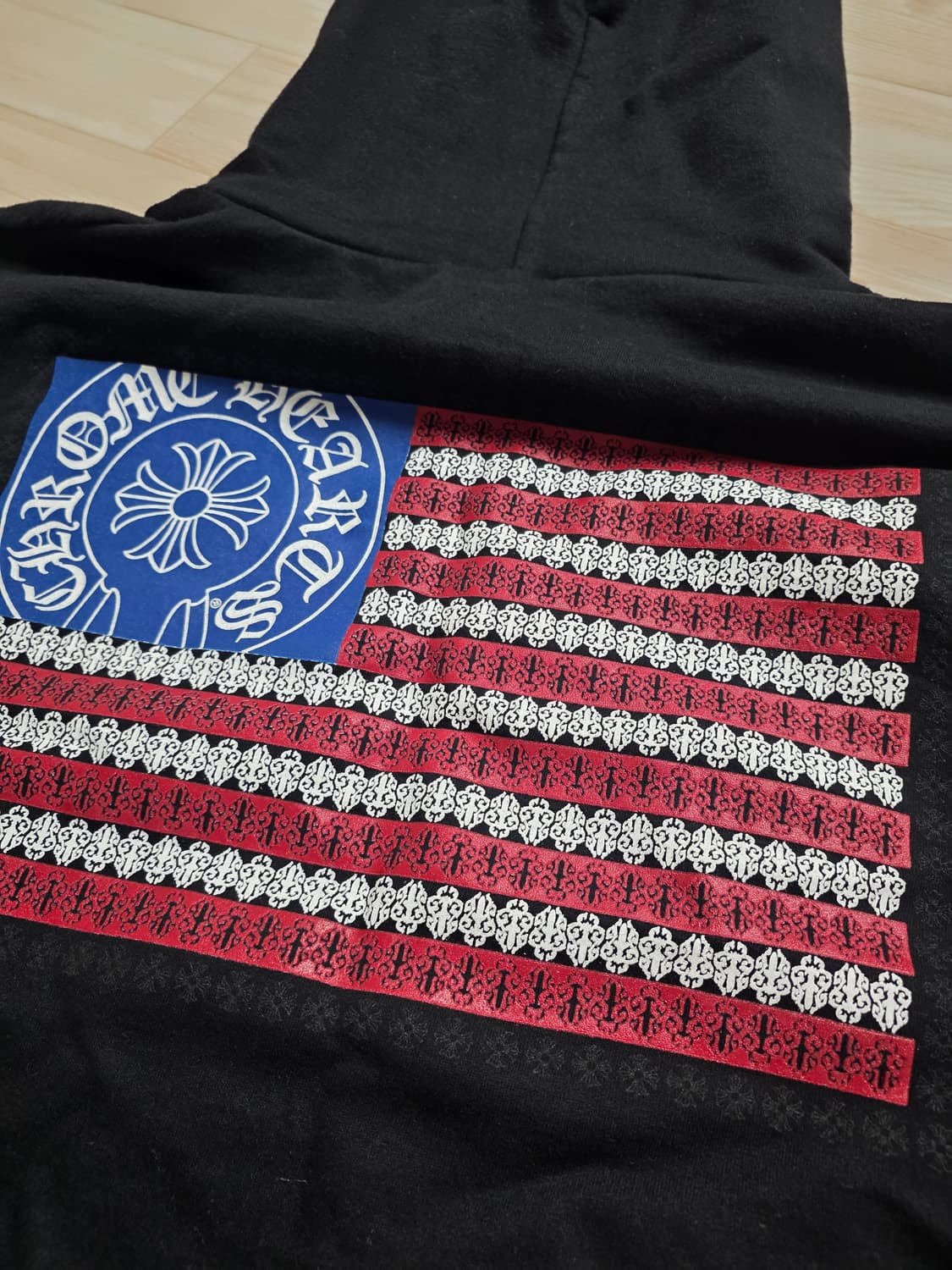 크롬하츠 아메리칸 플래그 대거 후드 블랙 색상 XL 상품이미지5