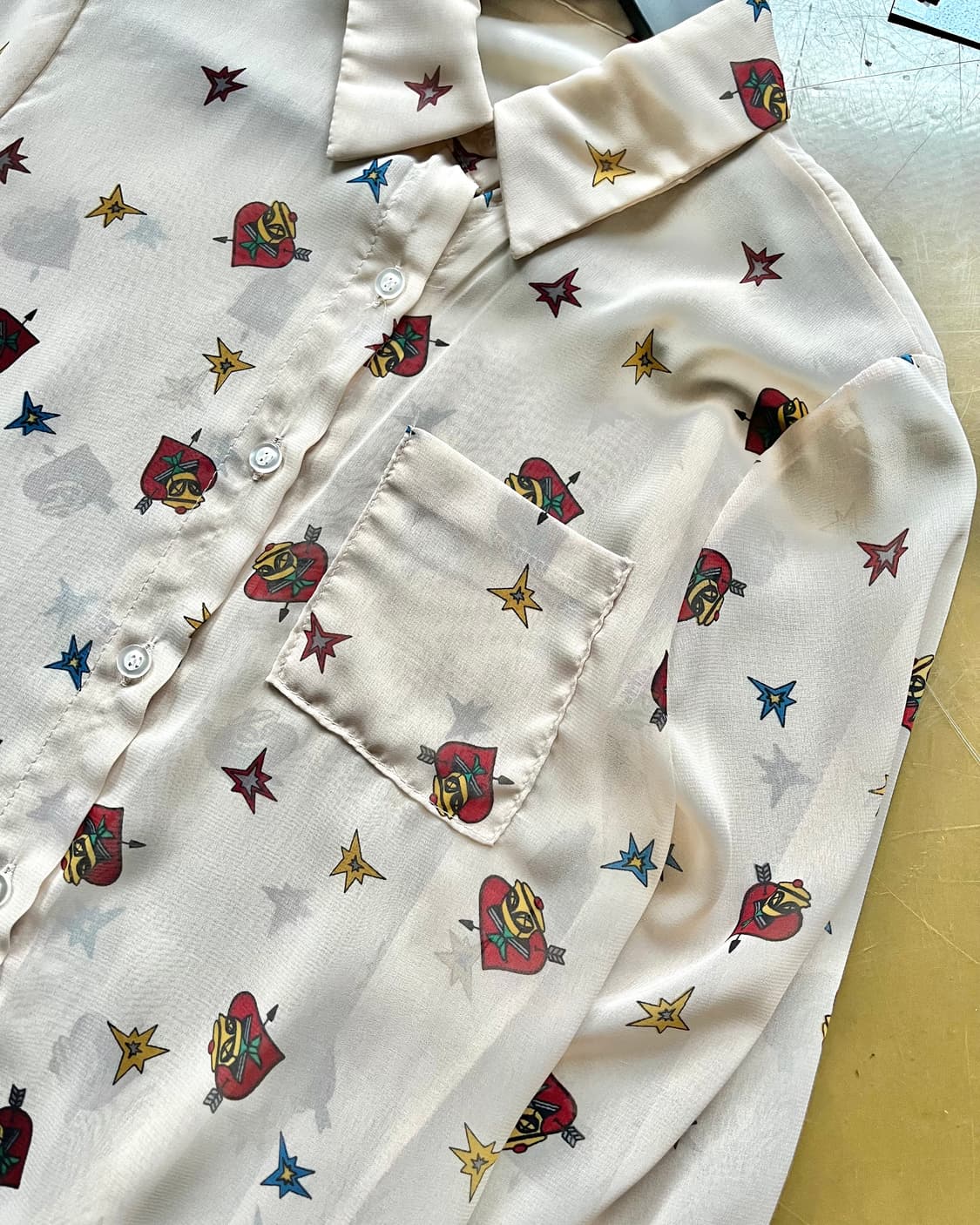 Jpn Art Pattern Semi See-through Shirt 상품이미지3