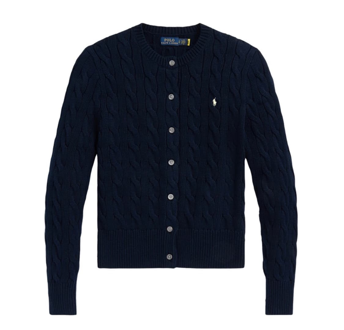 (새상품) 폴로 랄프로렌 꽈배기 가디건 네이비 상품이미지4