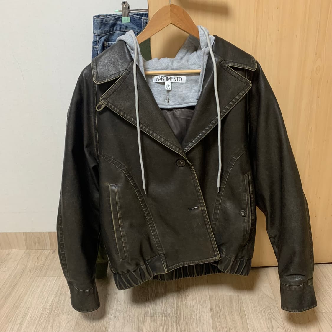 파르티멘토 우먼 레더 봄버자켓 (카키브라운) 상품이미지3