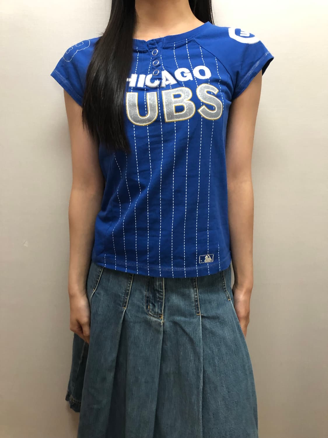 빈티지 mlb 블루 스트라이프 티셔츠 상품이미지8