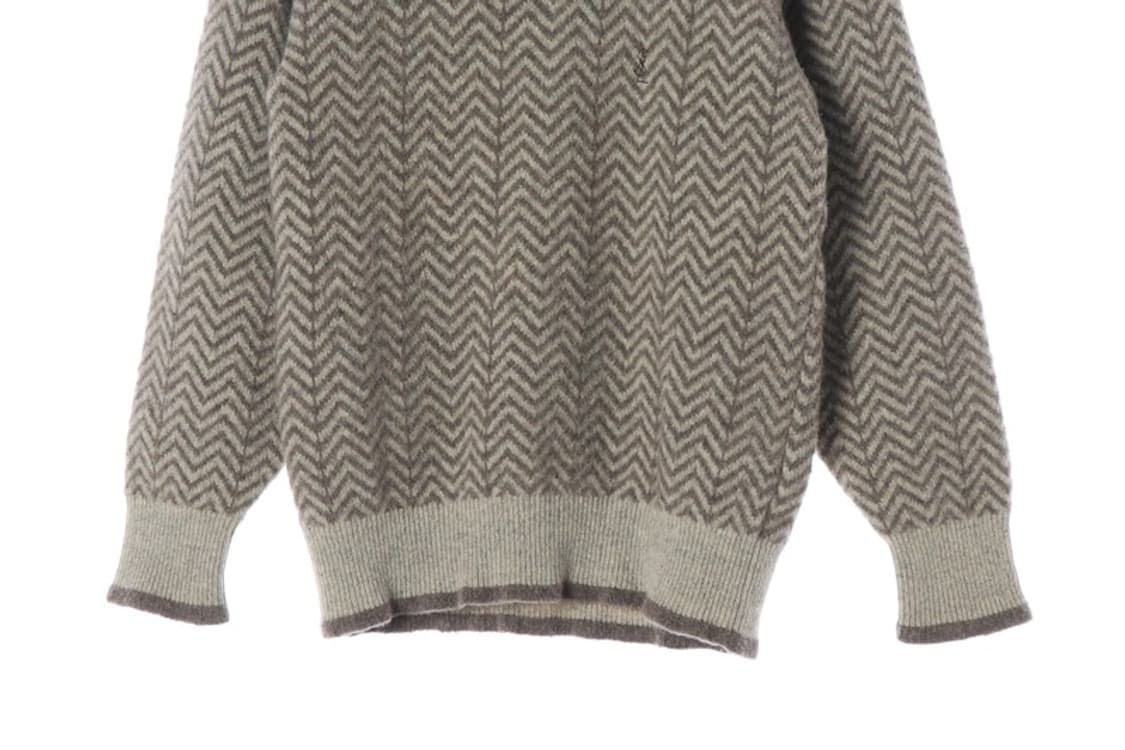 YSL 입생로랑 빈티지 자수 로고 헤링본 울 니트 L 상품이미지4