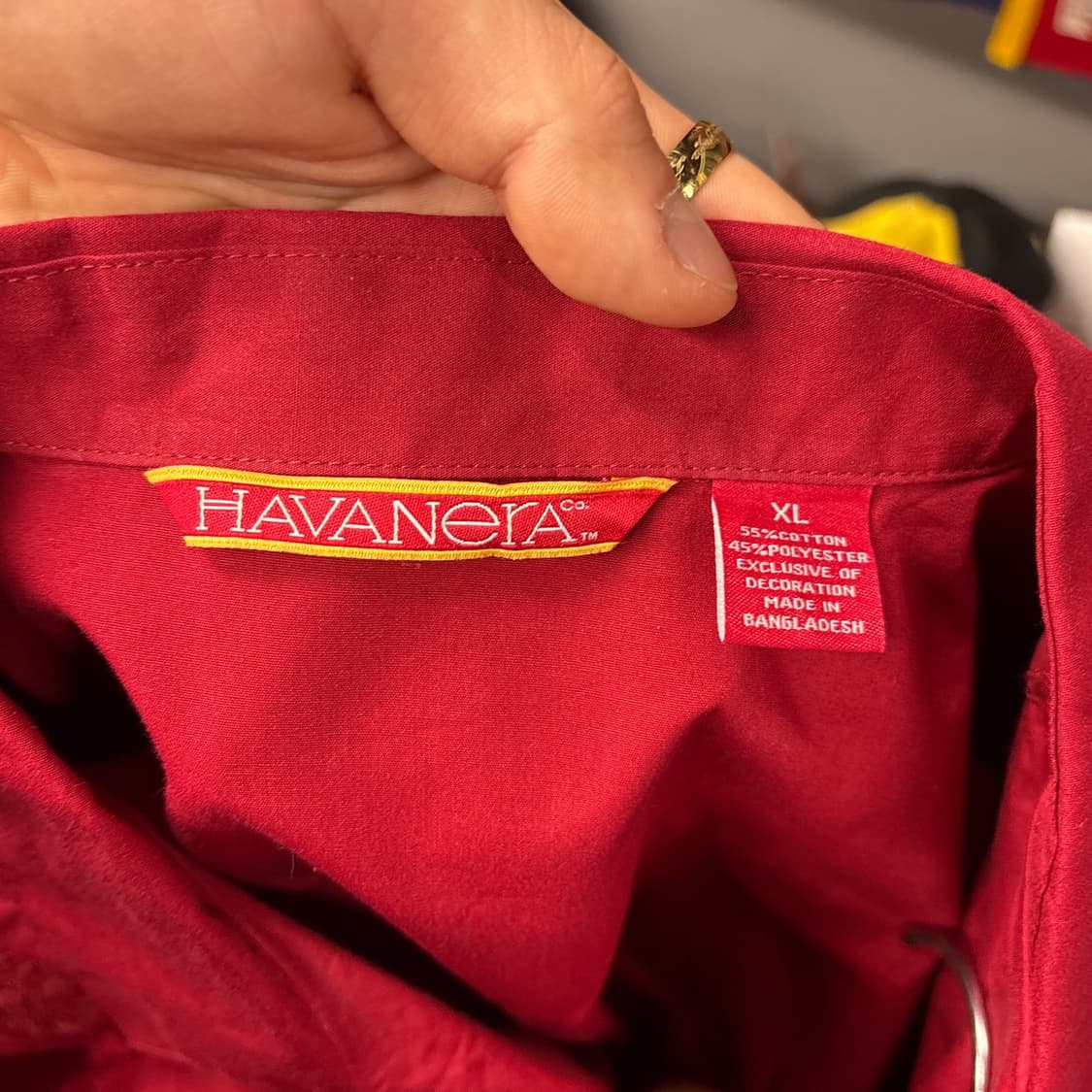 HABANERA 썬모티브 알포르자 구아야베라 쿠바셔츠 딥레드 N1333 상품이미지8