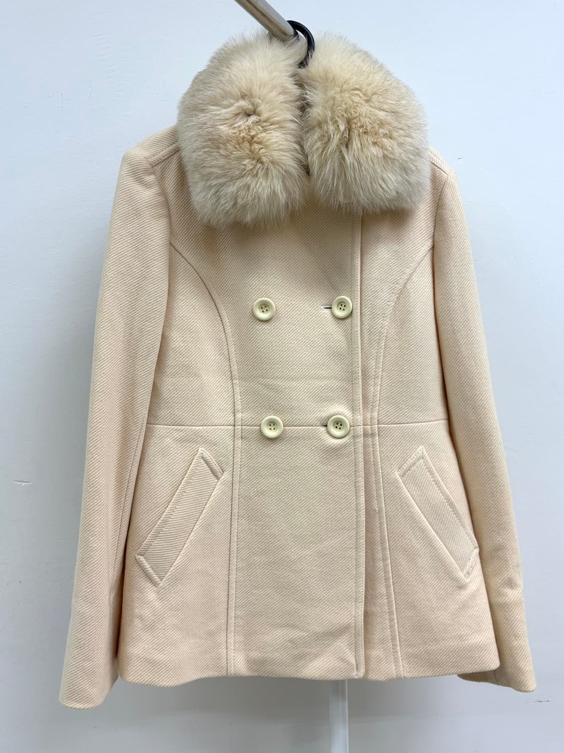 빈티지 아이보리 더블 코트 자켓 상품이미지5