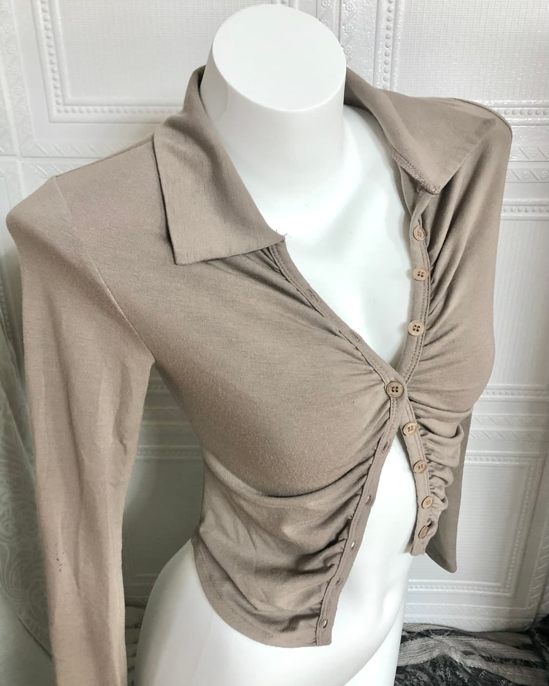 베이지 슬림 셔츠 가디건 상품이미지3