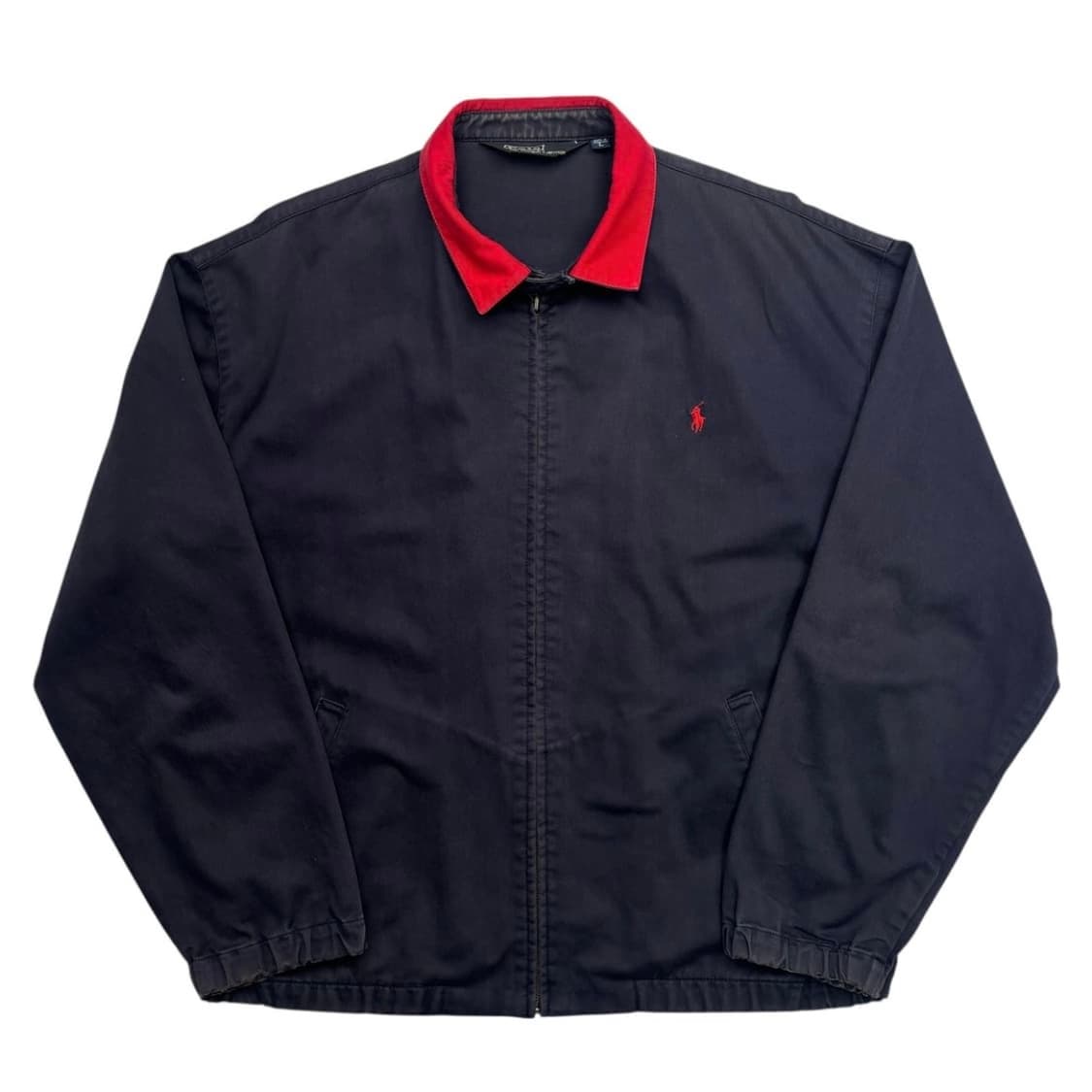 90S 폴로 랄프로렌 레드포니 네이비 배색 블루중 스위톱 자켓 L 상품이미지2