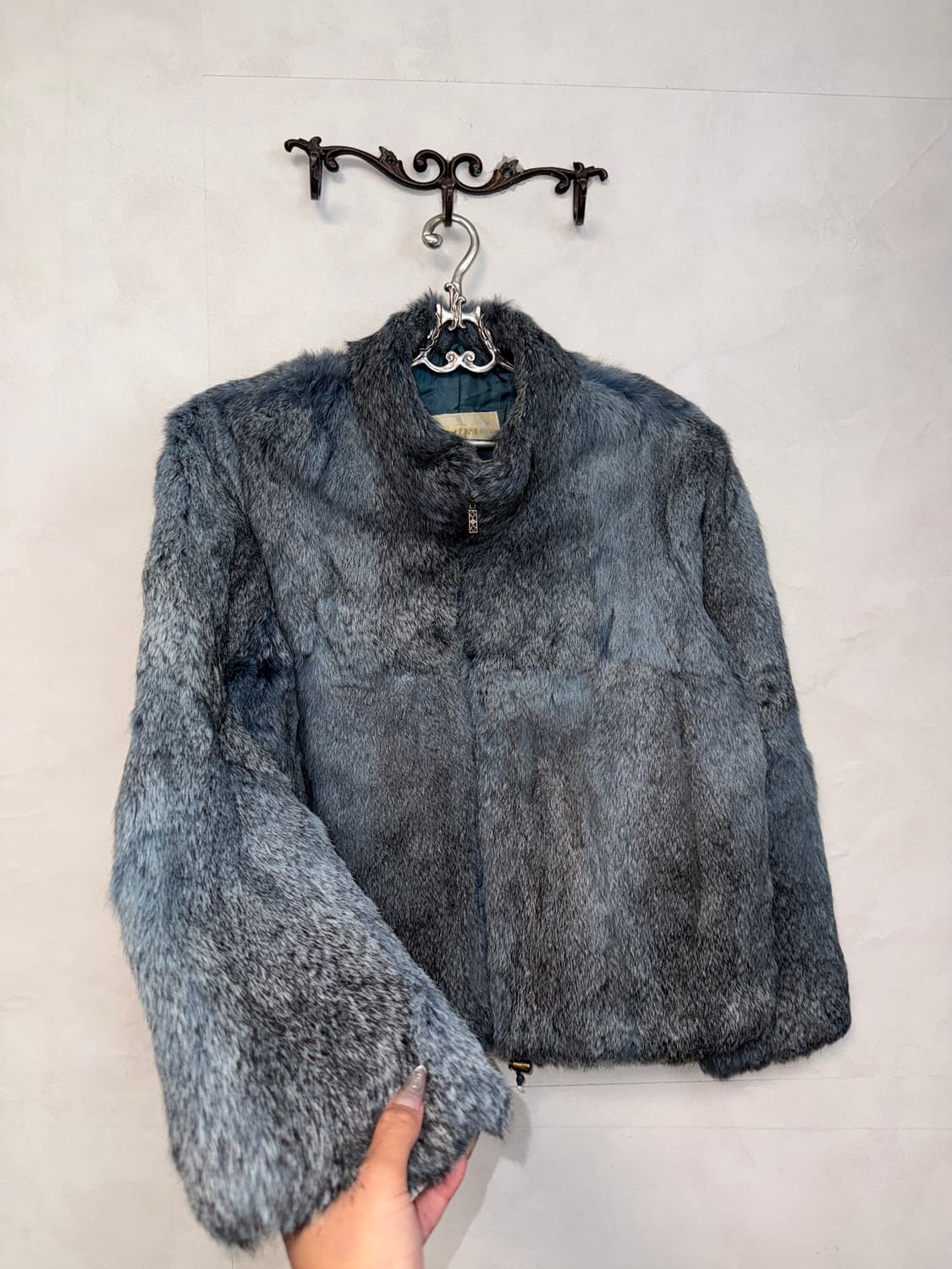 Mixed blue gray rabbit fur zipup jacket  상품이미지2