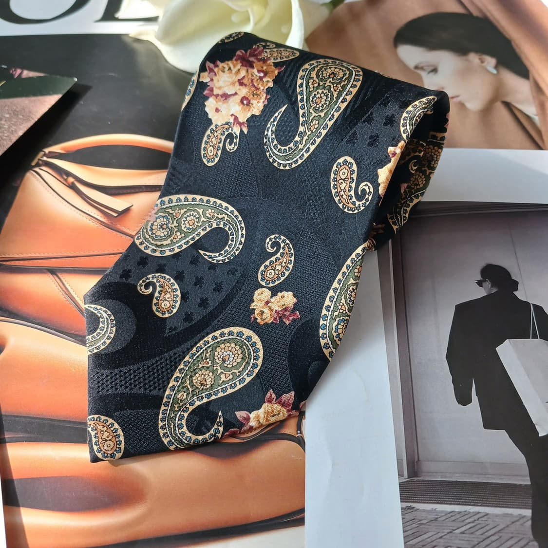 니나리치 실크 페이즐리 플라워 넥타이 10cm A+등급 A19836 상품이미지4