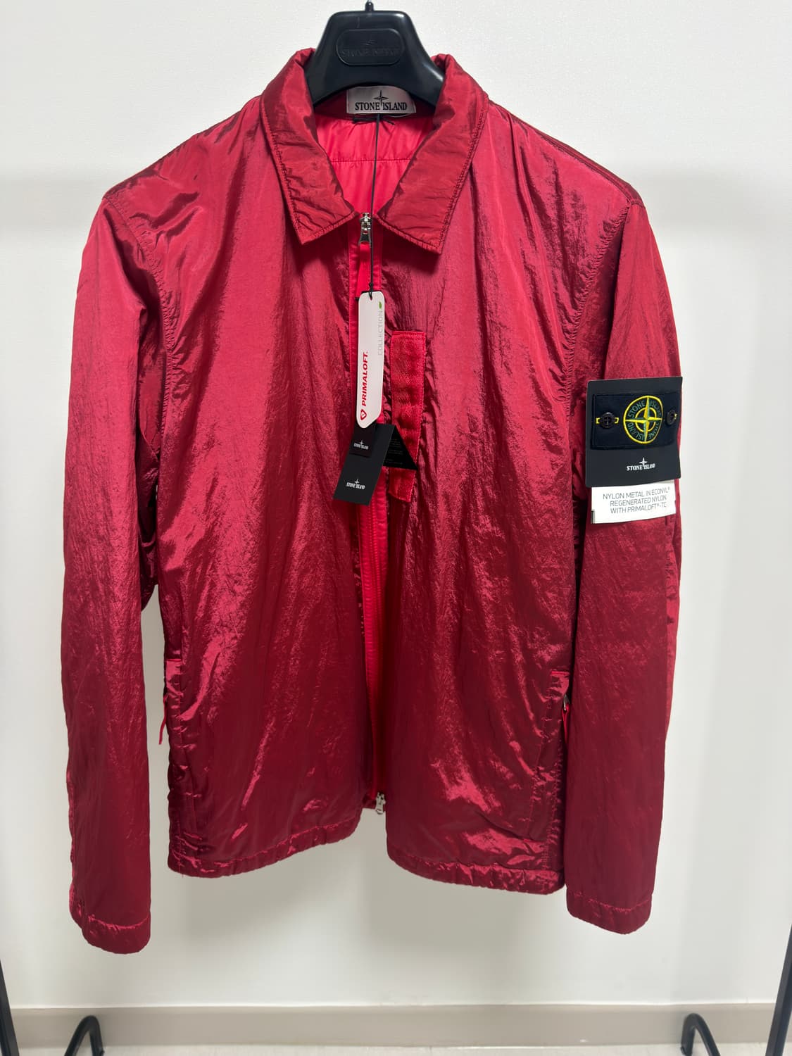 [새상품, XL] 스톤아일랜드 프리마로프트 나일론 메탈 오버셔츠 레드 상품이미지2