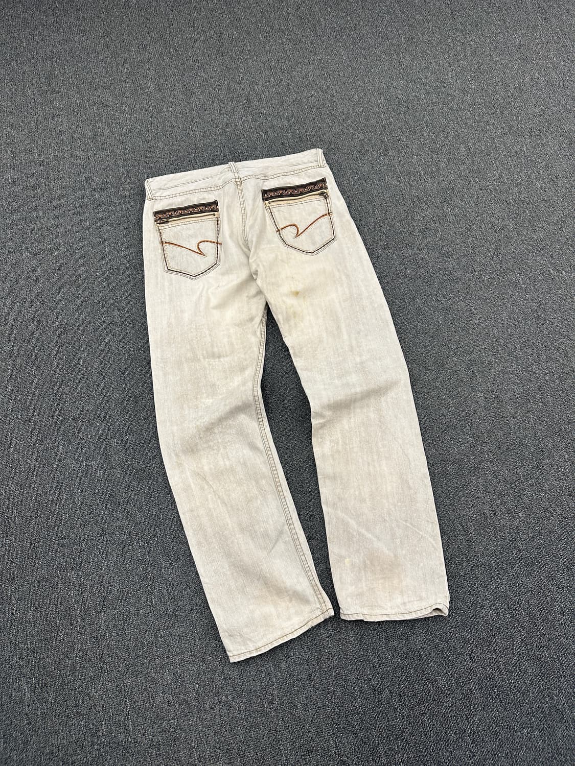 35) 재패니즈 빈티지 웨스턴 크림 데님팬츠 상품이미지1