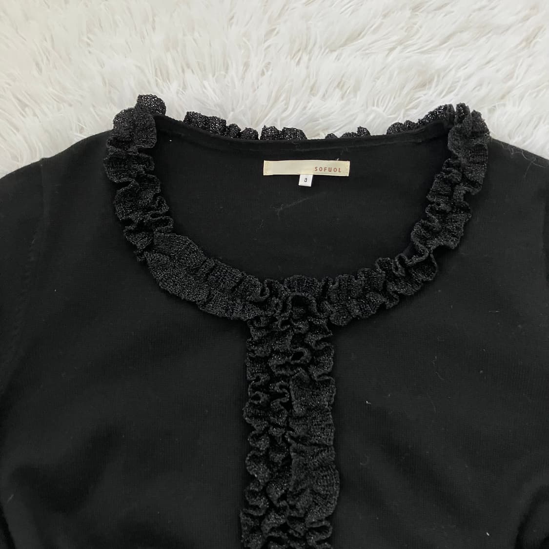 빈티지 블랙 펄 레이스 니트 블라우스 948 y2k 스트릿 갸루 펑키 일 상품이미지6