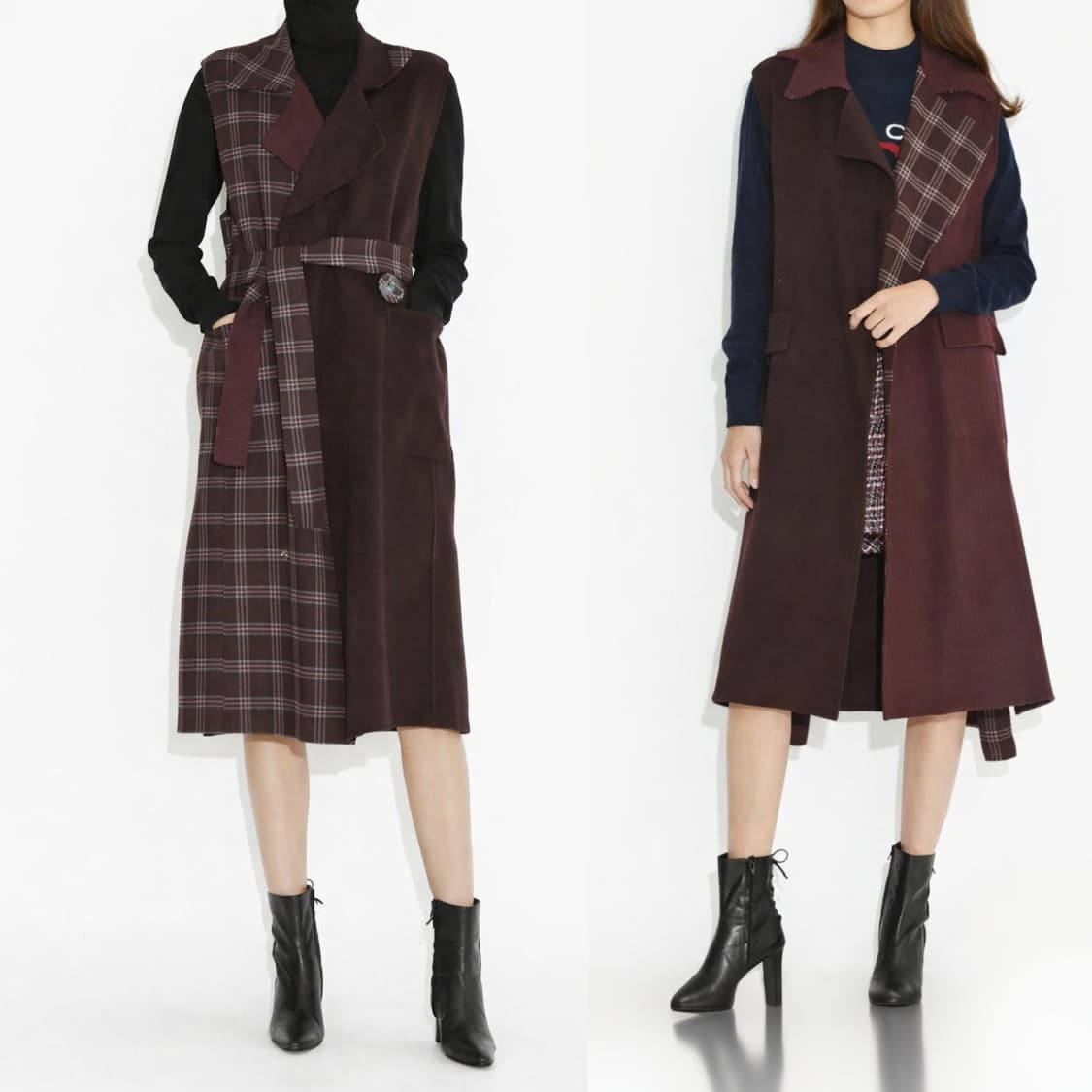 럭키슈에뜨 이태리 리버시블 베스트 롱 코트 상품이미지2