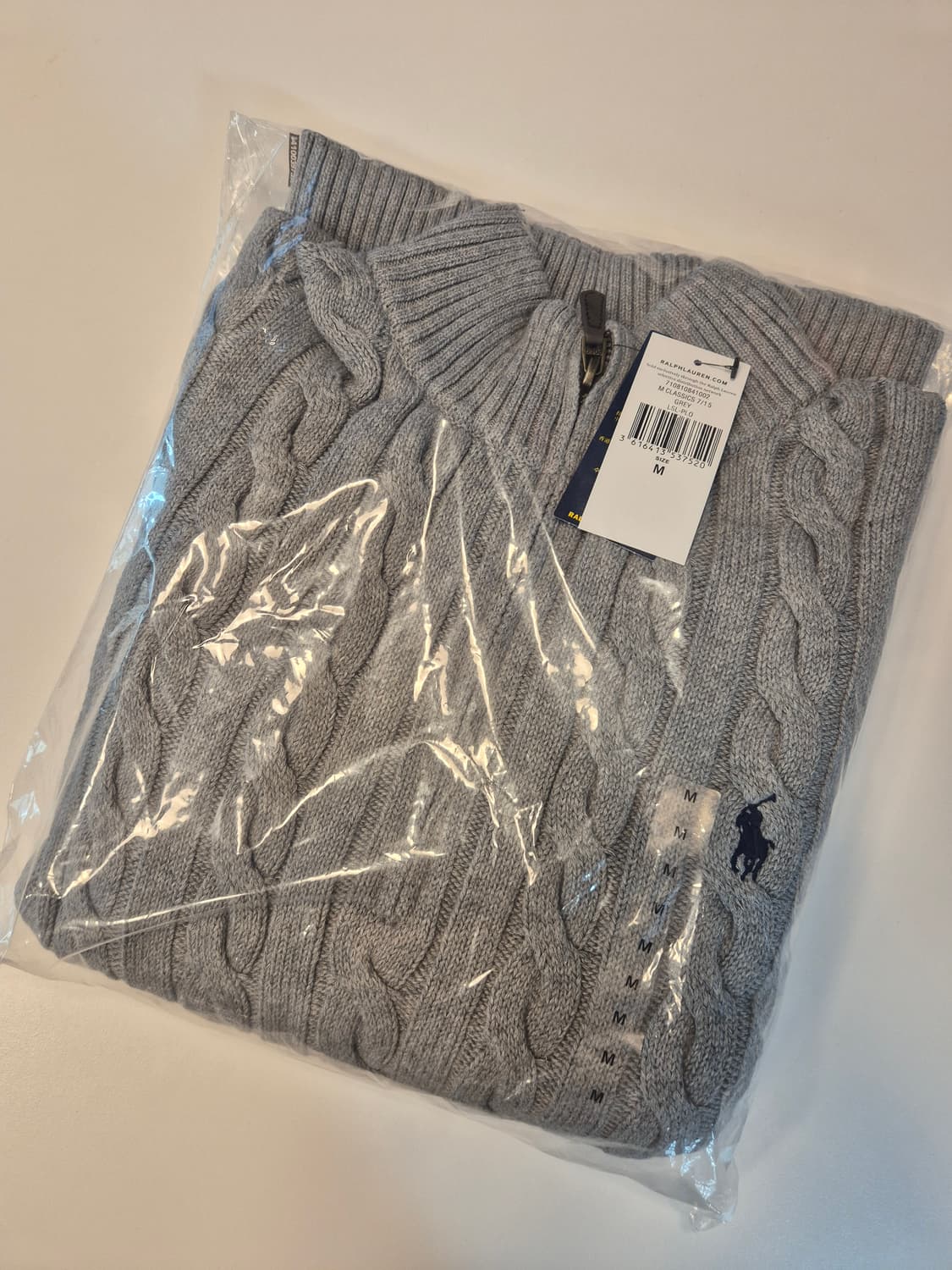 폴로 반집업 꽈배기 니트 그레이 (새상품) 상품이미지1