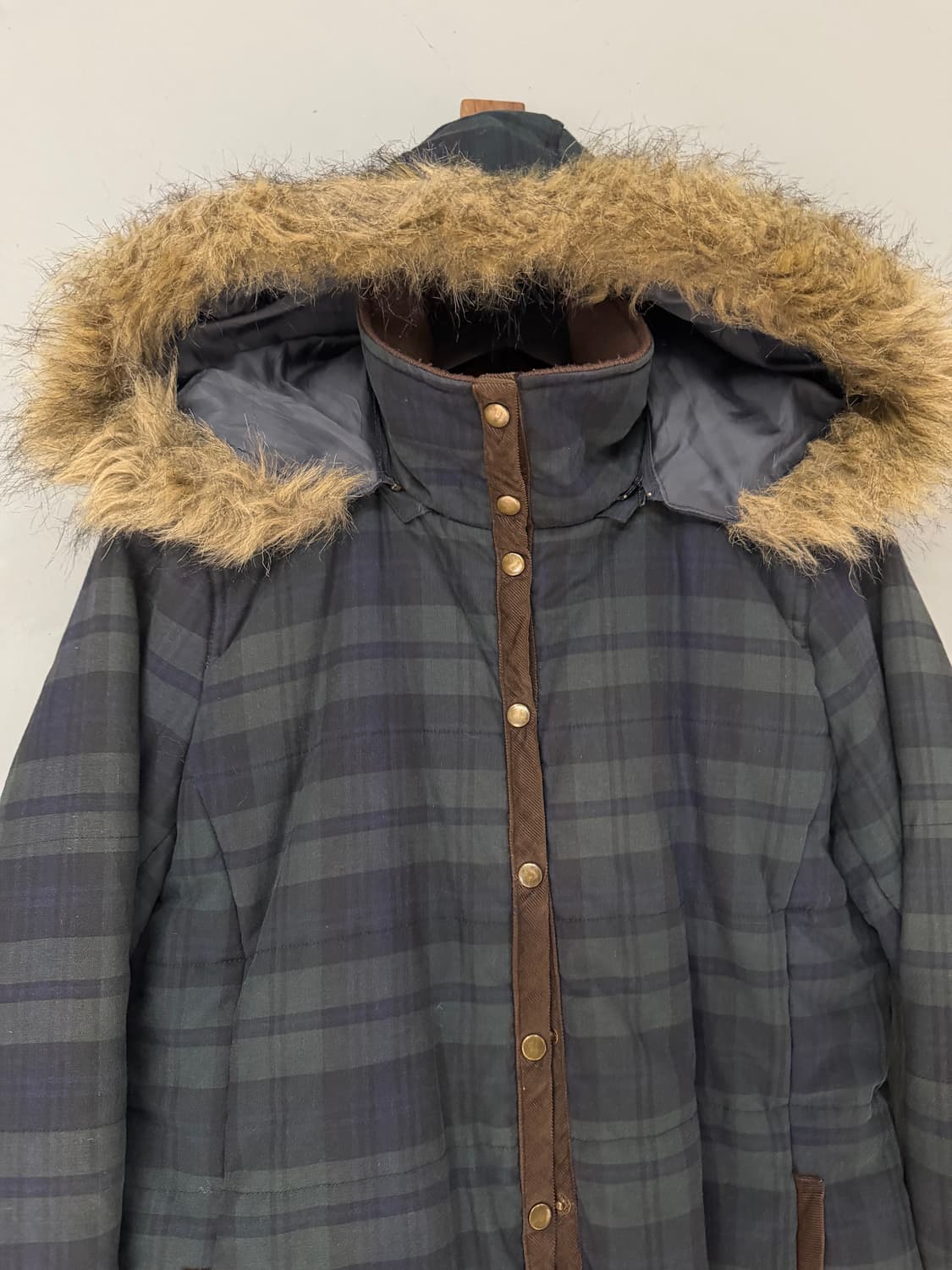 check pattern fur trimming jacket 상품이미지7