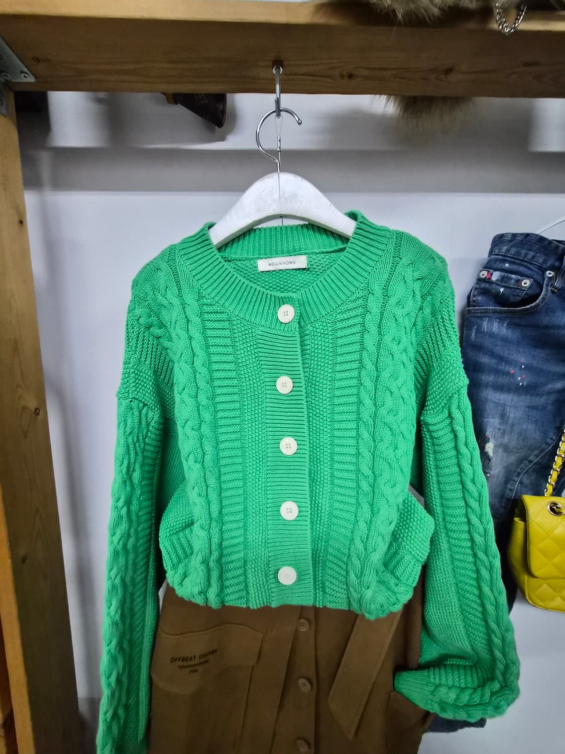 well known 그린 케이블 가디건.쥬시쥬디 면스판 스커트 상품이미지3