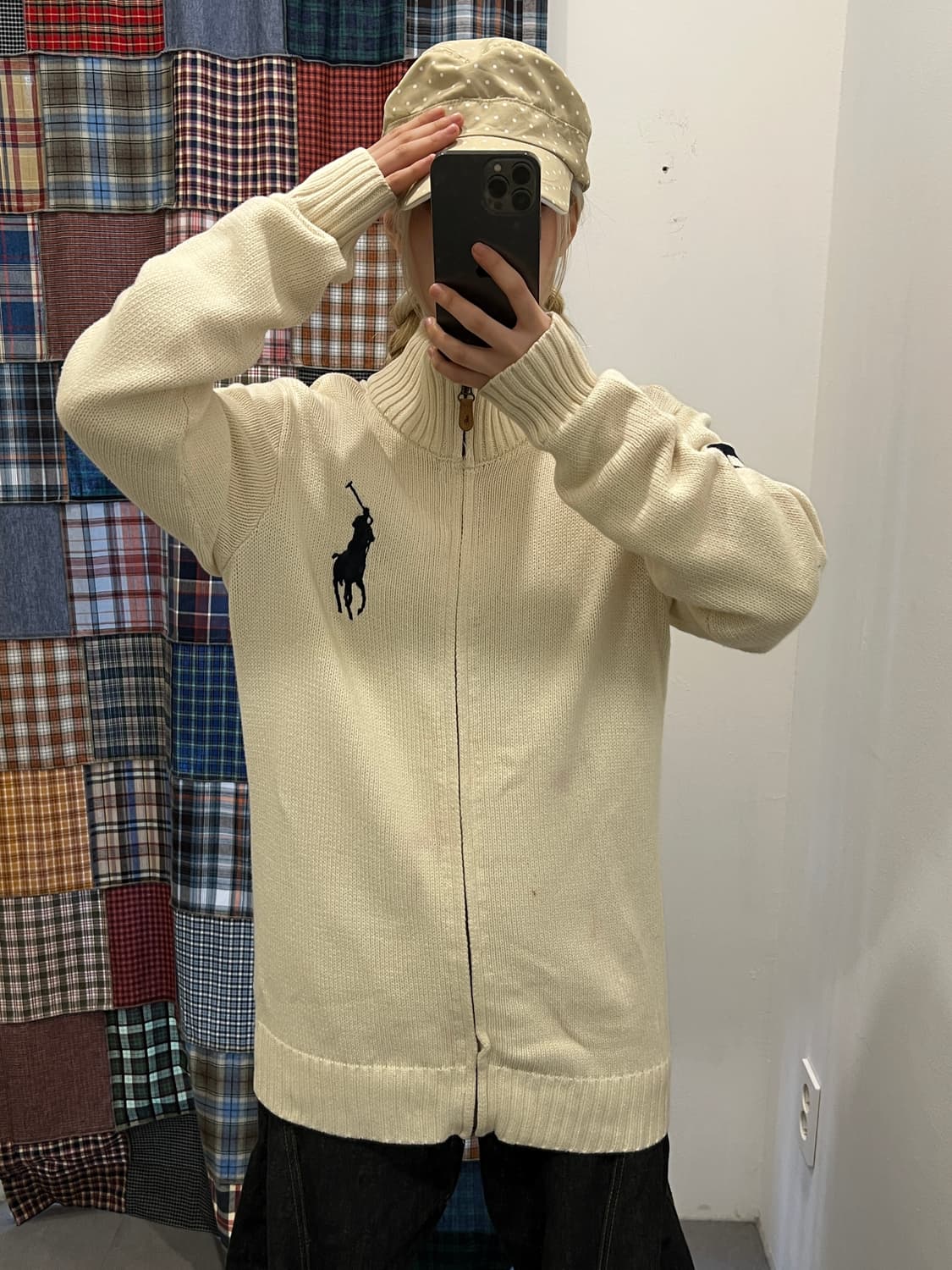 폴로 빅포니 크림 니트 집업 상품이미지5