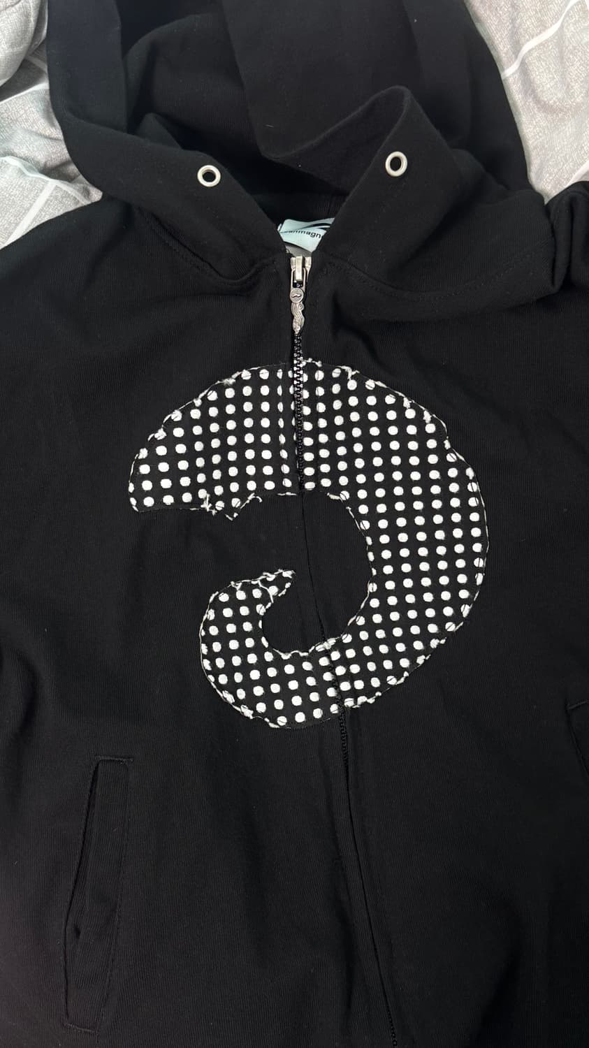 탄산마그네슘 혼 아플리케 후드집업 (블랙) 상품이미지3