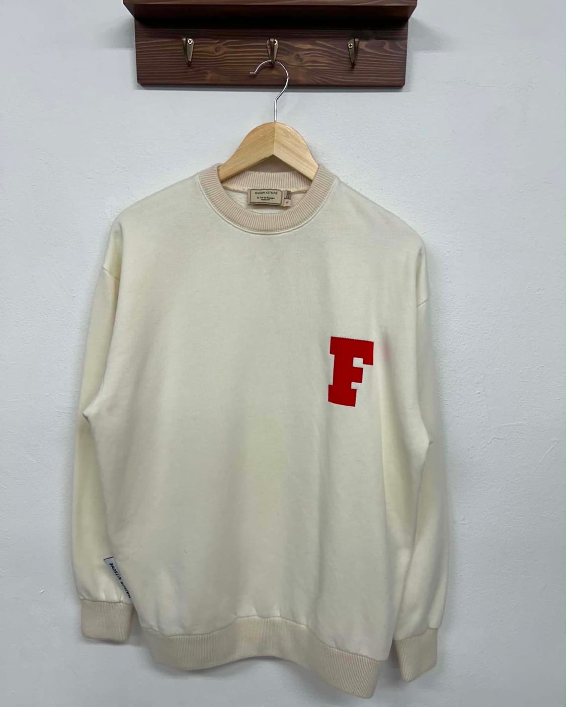 [S] 메종키츠네 F패치 아이보리 스웻 셔츠 맨투맨 상품이미지1