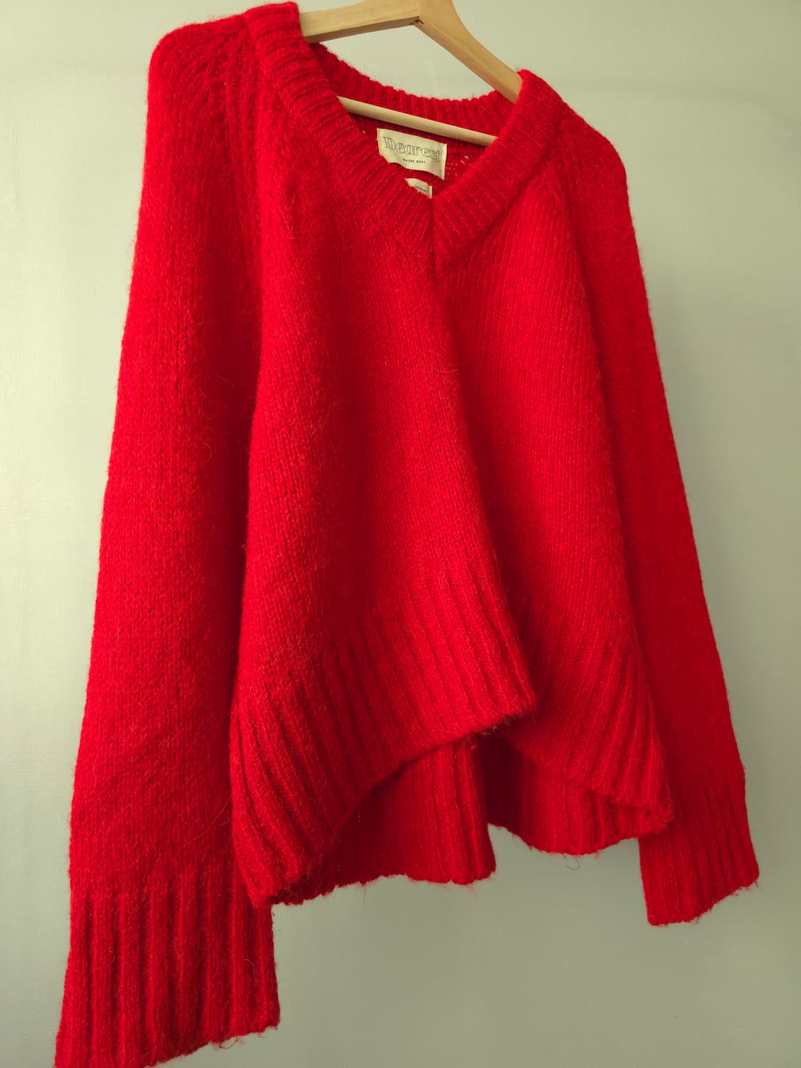 Dearest 포근한 레드 브이넥 니트 상품이미지5