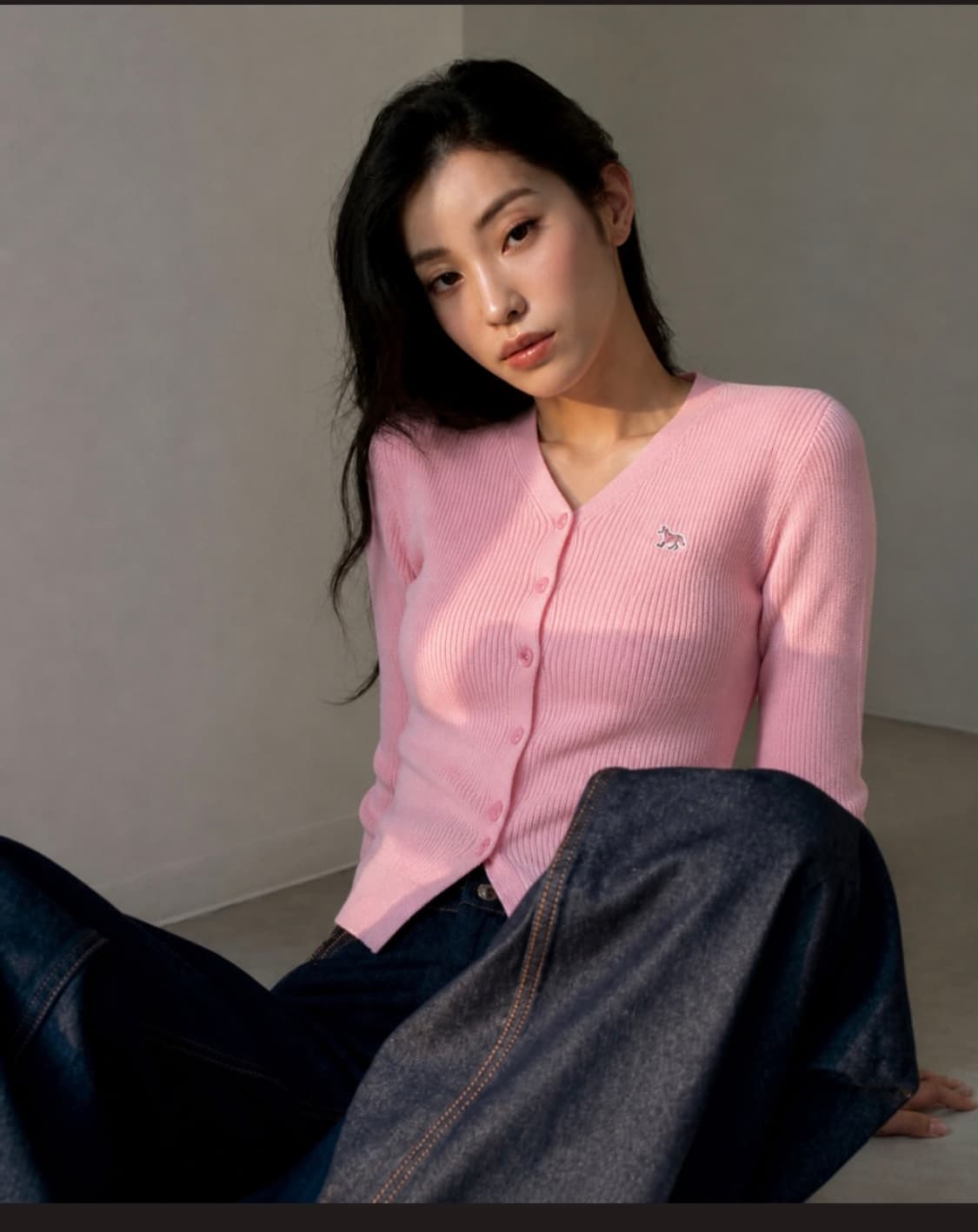 (새상품) 메종키츠네 핑크 립 가디건 xs 상품이미지1