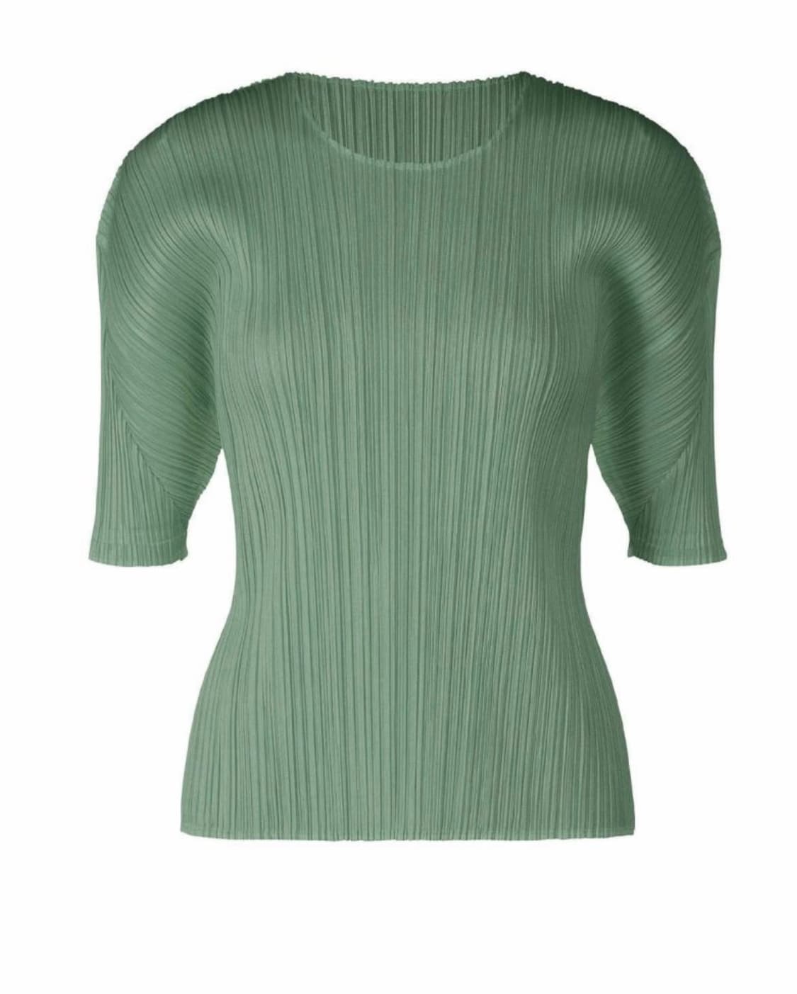 플리츠플리즈 8월 반소매 탑 세이지 그린 상품이미지1