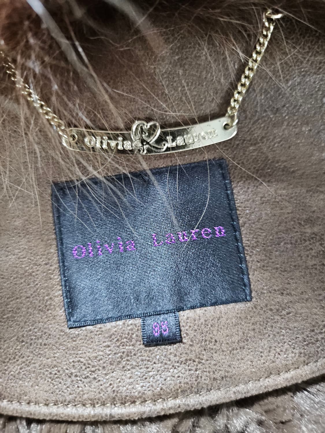 올리비아로렌 폭스퍼 카라 스웨이드 벨트 자켓  95 상품이미지7