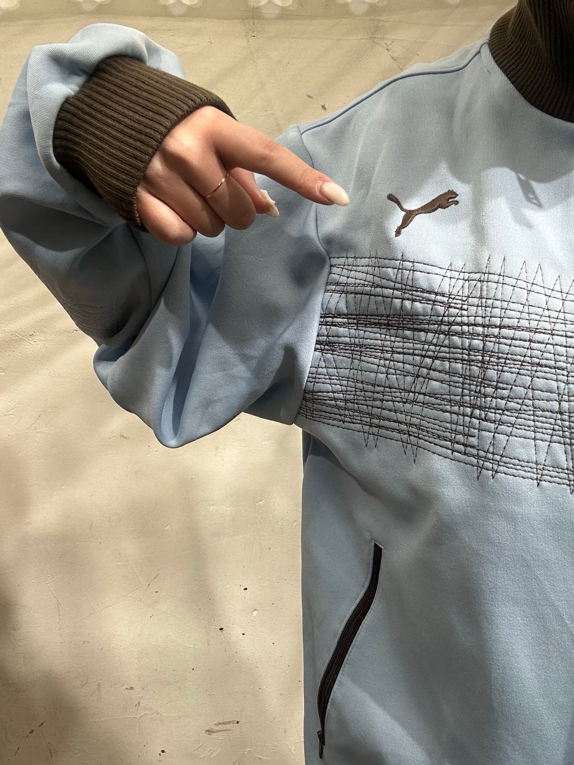 푸마 와투케 스카이 블루 초코 브라운 카라 트랙탑 져지 L 상품이미지4