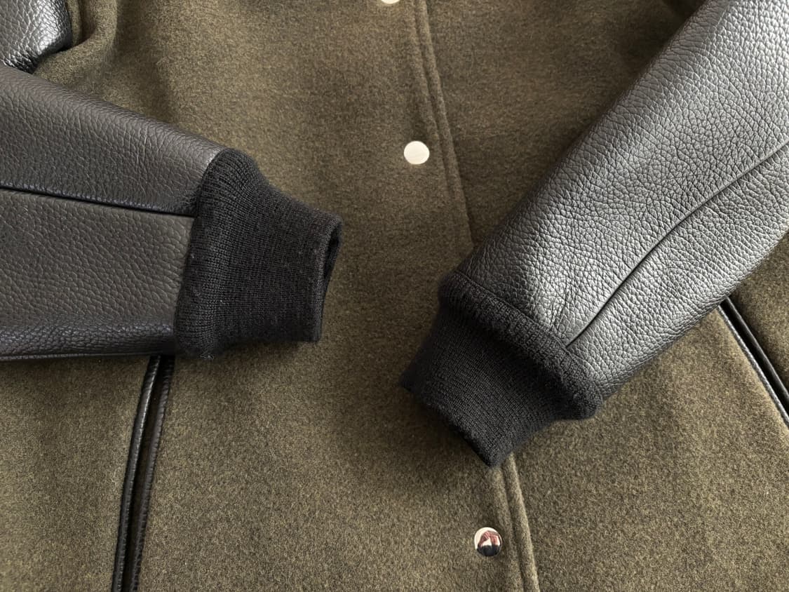 알렉산더왕 소가죽 배색 롱 바시티 자켓 2사이즈 상품이미지4