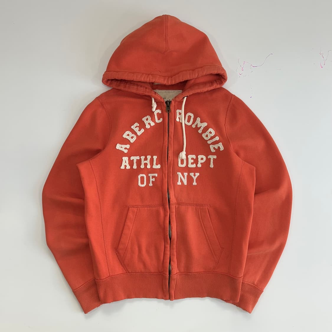 Abercrombie 아베크롬비 스펠아웃로고 오렌지 후드집업 상품이미지3