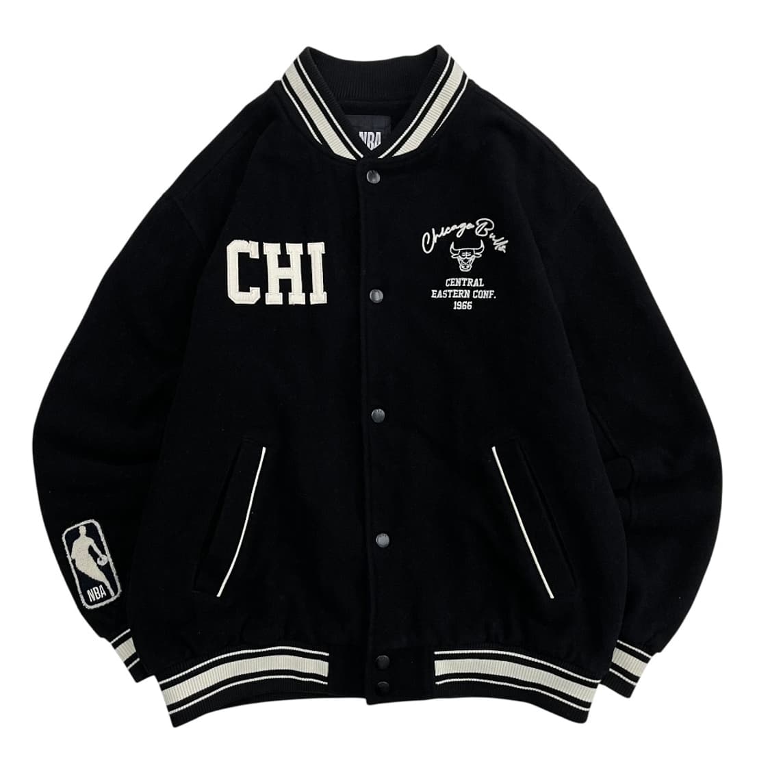 NBA 패치로고 블랙 시카고불스 바시티 자켓 L 상품이미지3