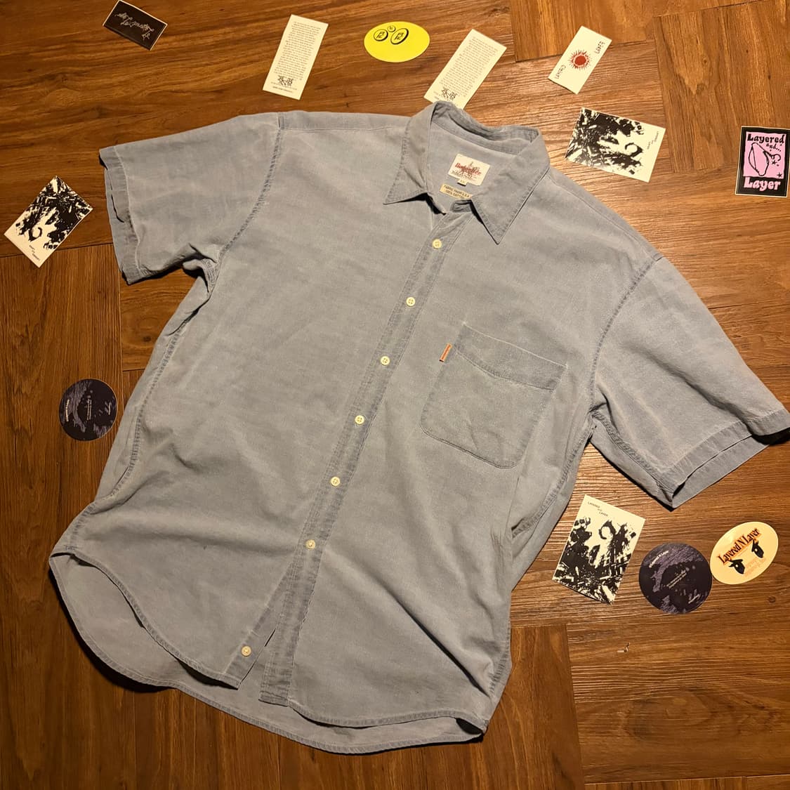 90s Budweiser chambray work half shirt 상품이미지2