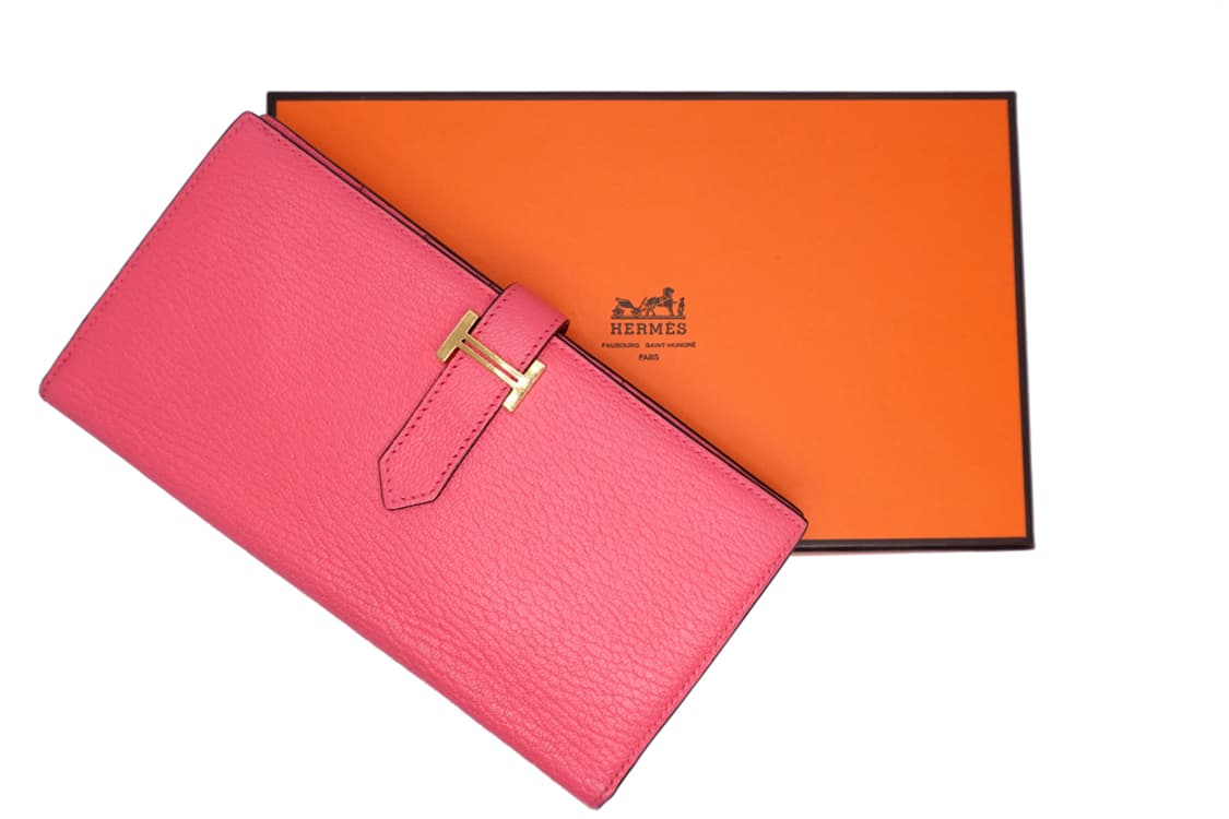 에르메스 베안 소플렛 딥로즈 핑크 쉐브레 마이소르 금장 장지갑 상품이미지9