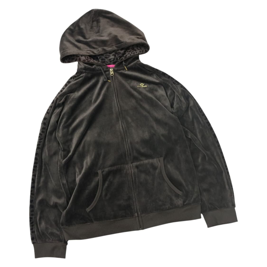 kissmark 키스마크 빈티지 레오파드 사이드라인 벨로아 후드 집업 L 상품이미지1