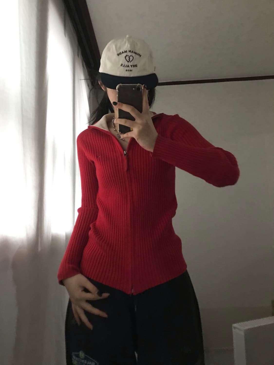 타미힐피거 레드 딱붙핏 니트집업 상품이미지5