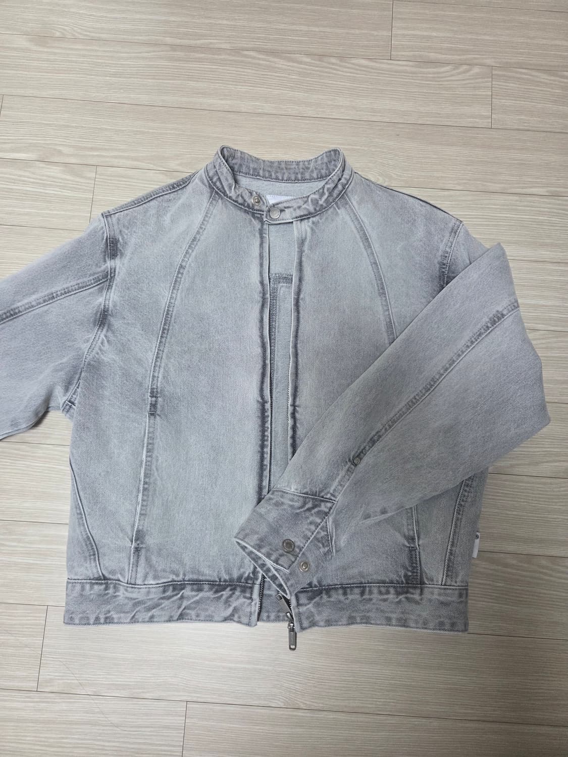 어반디타입 데님 절개 바이커 자켓_ 그레이  상품이미지3