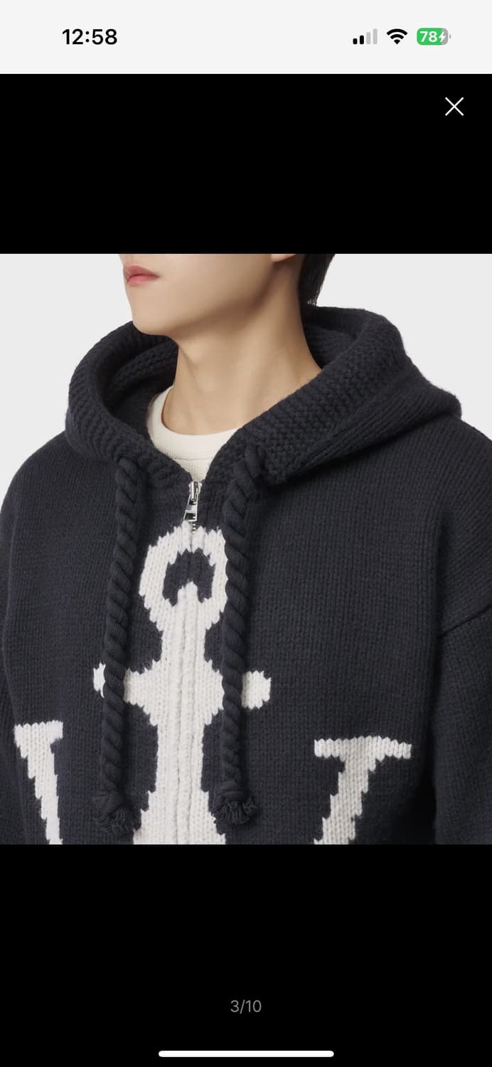 JW Anderson JW 이니셜 앵커 로고 니트 후드집업 S 상품이미지3